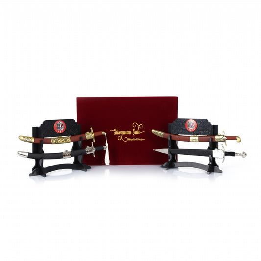 Set of 4 Miniature Swords in Velvet Box