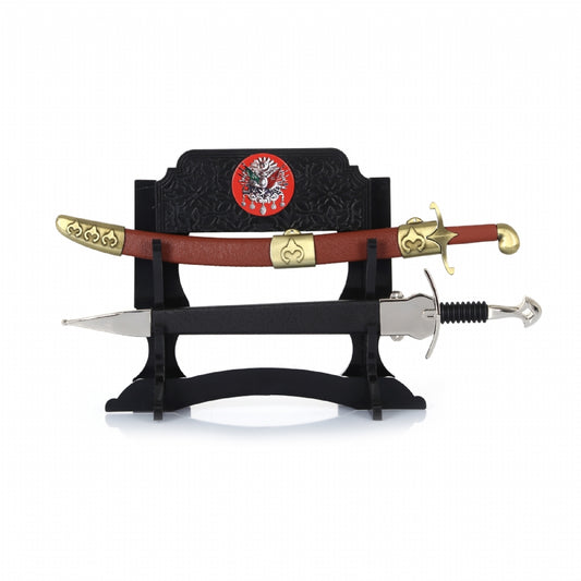 Set of 2 Miniature Swords in Velvet Box (Süleyman Şah and Tekfur Sword Model)